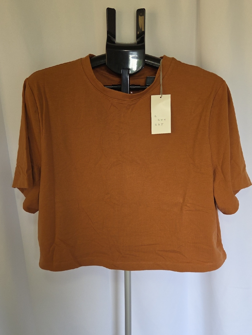 a new day Rust Orange Cropped Crewneck Tee